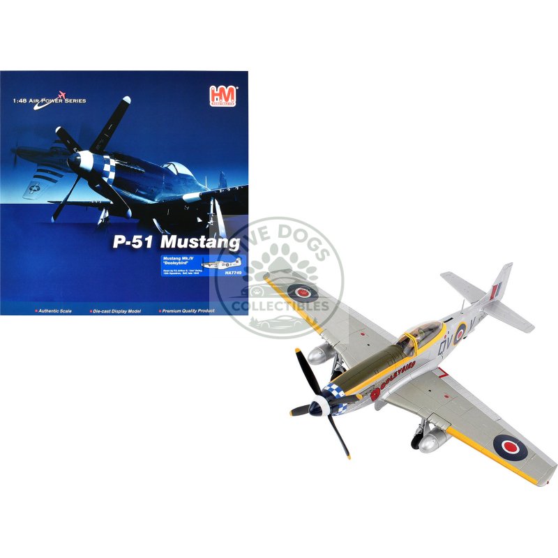 north american mustang mk.iv fighter aircraft "flight lieutenant arthur s. 'joe' doley 19th squadron" (1945) british royal air force "air power series" 1/48 diecast model by hobby master