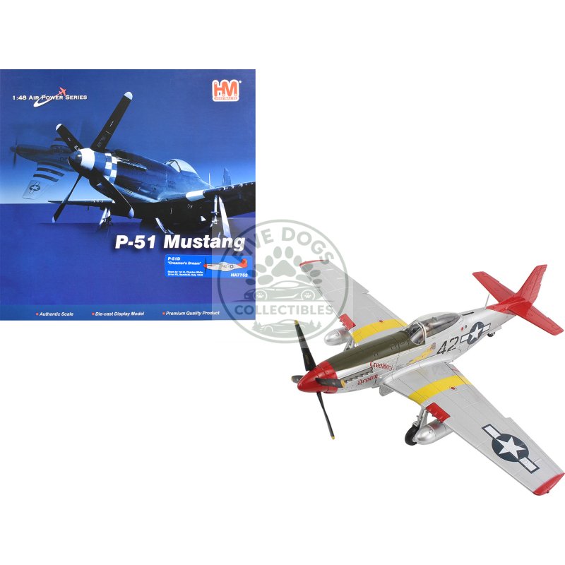 north american p 51d mustang fighter aircraft "creamer's dream 1st lt. charles white 301st fs italy" (1945) united states army air force "air power series" 1/48 diecast model by hobby master