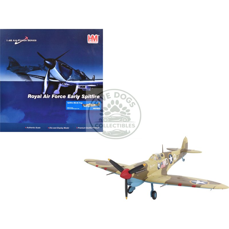 supermarine spitfire mk.vb trop fighter aircraft "er570 4th fighter squadron 52nd fighter group" (1943) mediterranean allied coastal air force "air power series" 1/48 diecast model by hobby master
