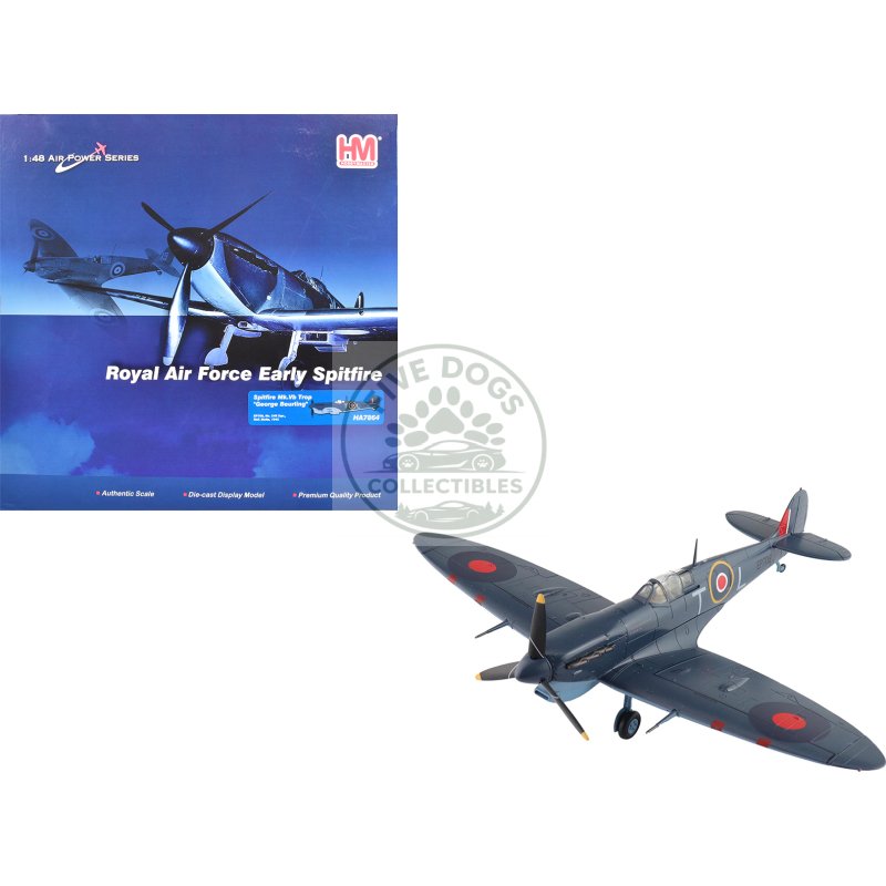 supermarine spitfire mk.vb trop fighter aircraft "ep706 george beurling no. 249 squadron malta" (1942) british royal air force "air power series" 1/48 diecast model by hobby master