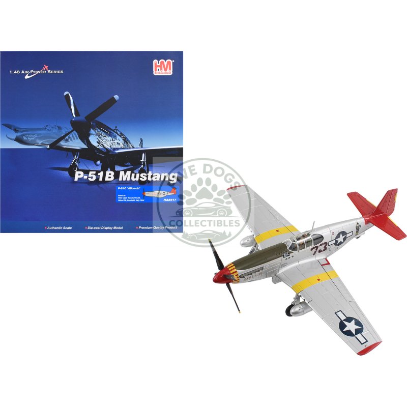 north american p 51c mustang fighter aircraft "alice jo capt. wendell pruitt 302nd fs italy" (1945) united states army air force "air power series" 1/48 diecast model by hobby master