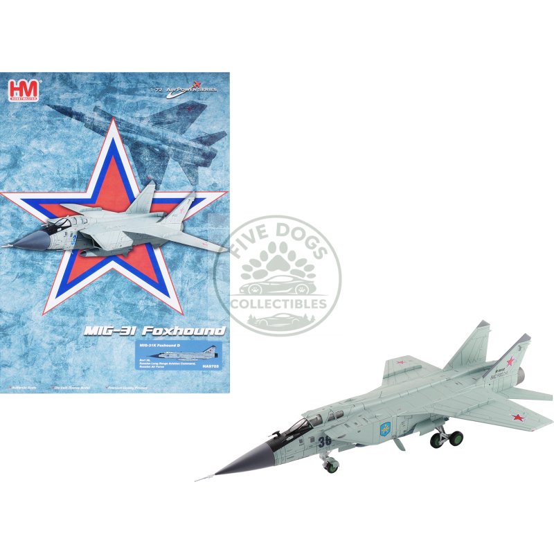 mikoyan mig 31k foxhound d interceptor aircraft "long range aviation command" russian air force "air power series" 1/72 diecast model by hobby master