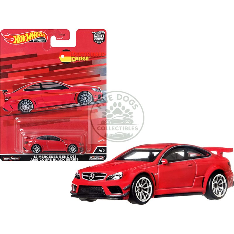 2012 mercedes benz c63 amg coupe black series red "deutschland design" series diecast model car by hot wheels