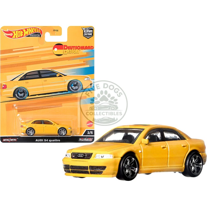 audi s4 quattro with sunroof yellow "deutschland design" series diecast model car by hot wheels
