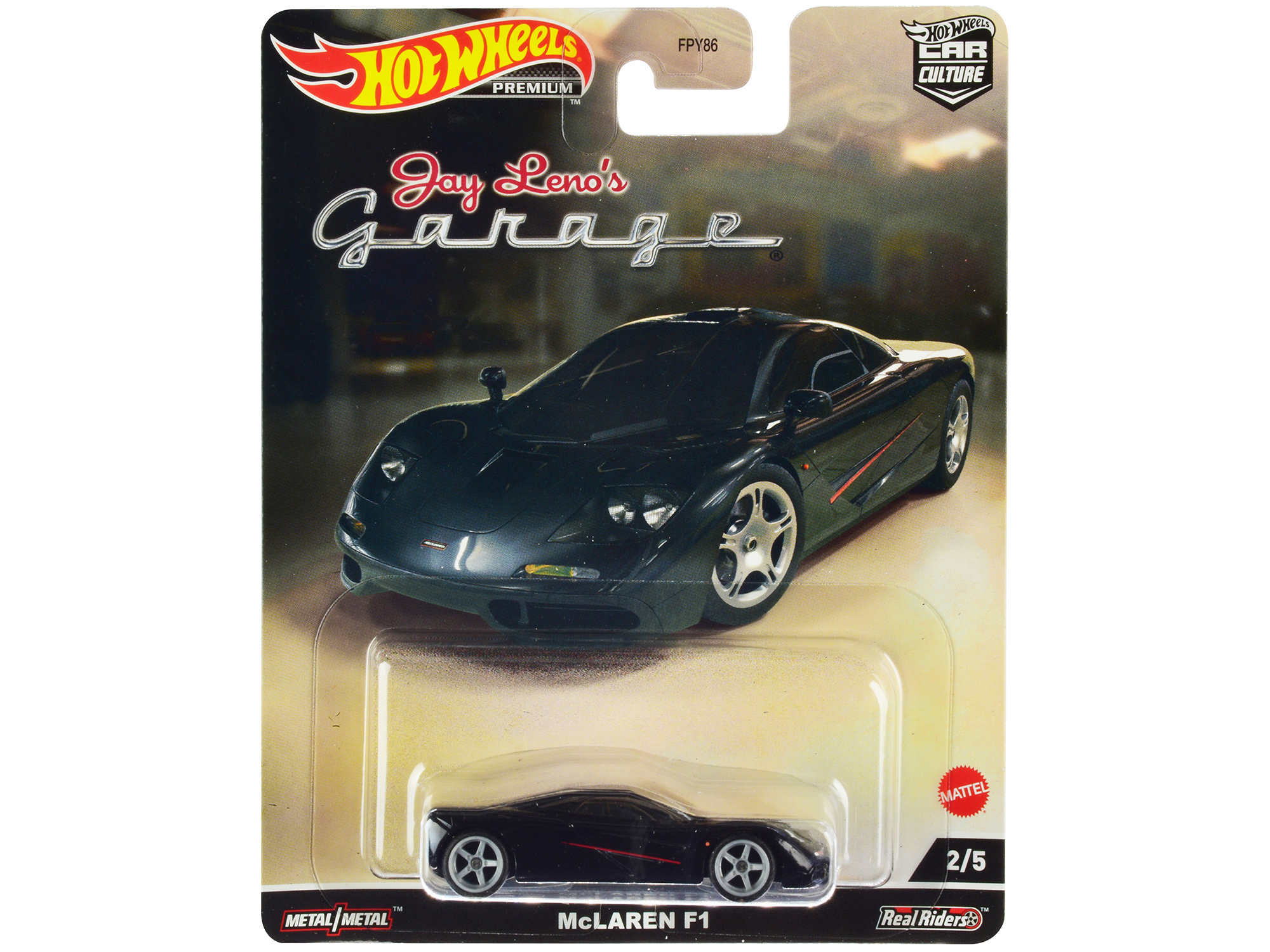 mclaren f1 black with red stripes "jay leno’s garage" diecast model car by hot wheels mclaren f1 black with red stripes "jay leno’s garage" diecast model car by hot wheels