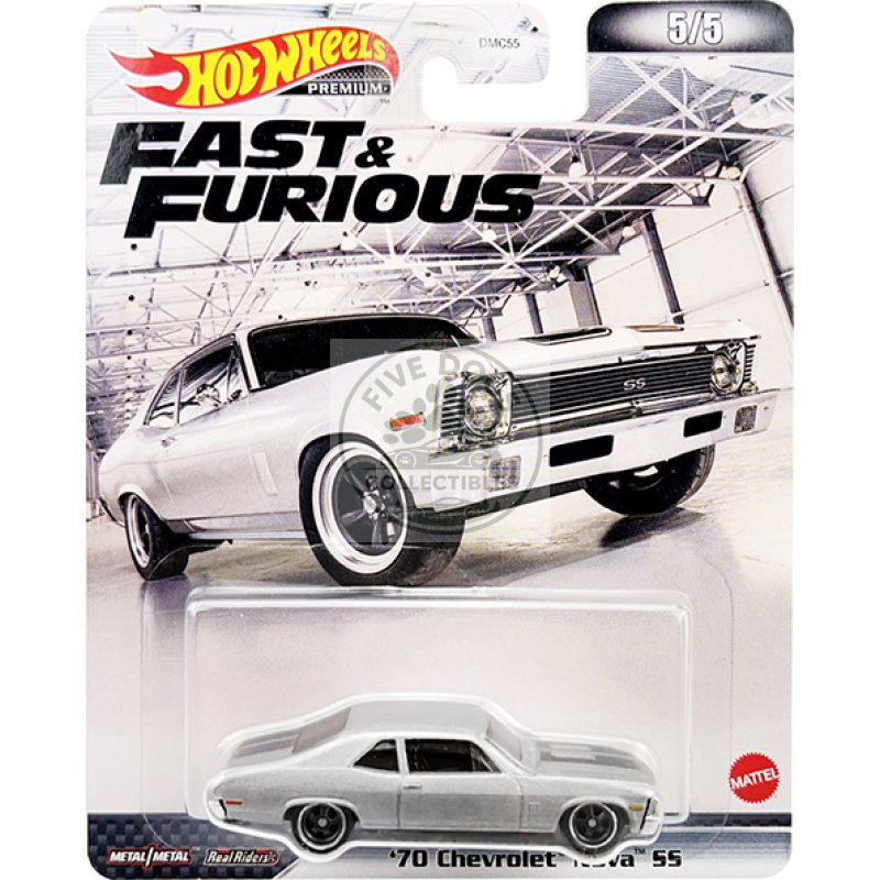 1970 chevrolet nova ss silver metallic with black stripes "fast & furious" series diecast model car by hot wheels