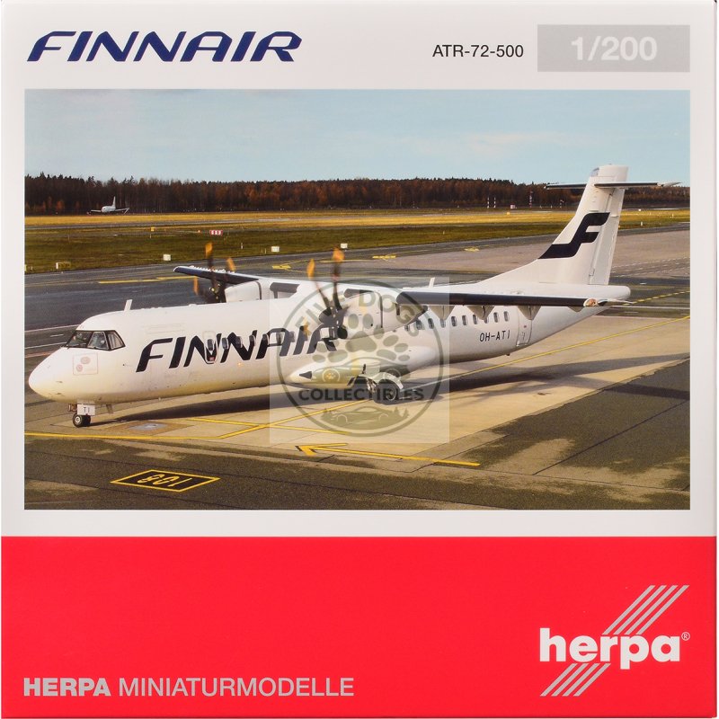 atr 72 500 commercial aircraft "finnair" (oh ati) white 1/200 diecast model airplane by herpa