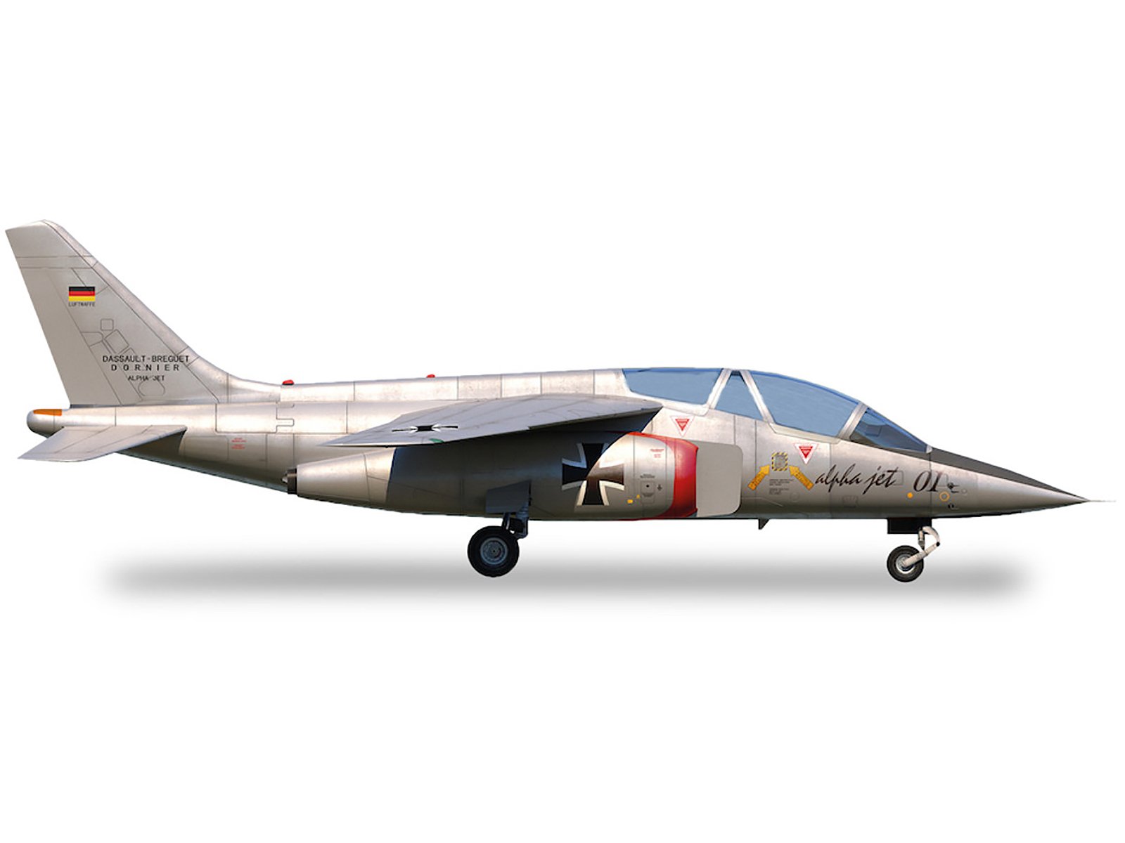 dassault alpha jet aircraft "01 prototype" registration at24 "military" series 1/72 diecast model airplane by herpa dassault alpha jet aircraft "01 prototype" registration at24 "military" series 1/72 diecast model airplane by herpa