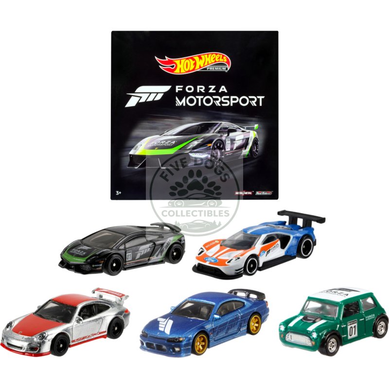 "forza motorsport" 5 piece set diecast model cars by hot wheels