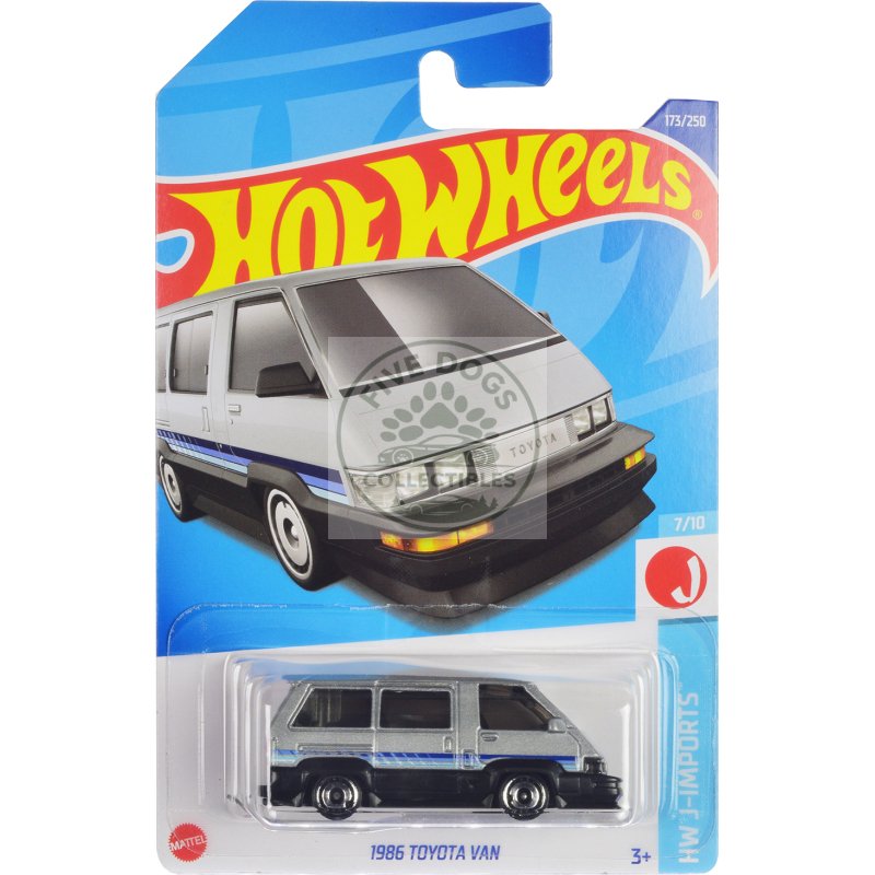 1986 toyota van silver metallic and black with stripes "hw j imports" series diecast model car by hot wheels