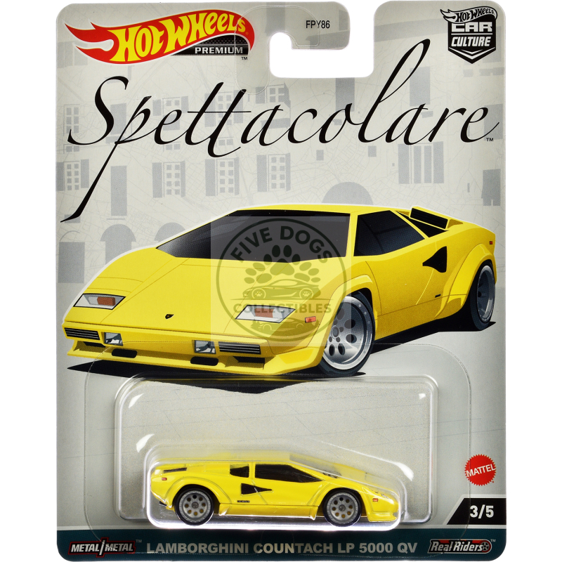 lamborghini countach lp 5000 qv yellow "spettacolare" series diecast model car by hot wheels