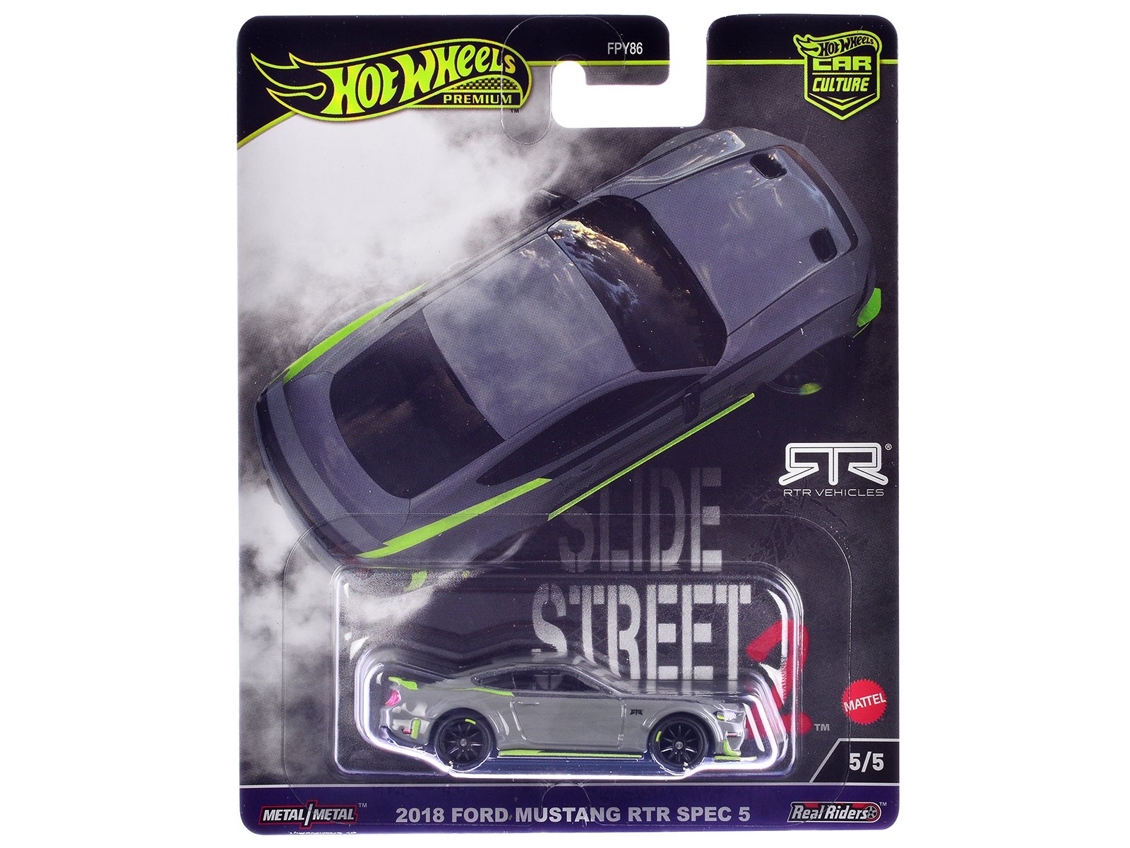 2018 ford mustang rtr spec 5 gray "slide street 2" series diecast model car by hot wheels 2018 ford mustang rtr spec 5 gray "slide street 2" series diecast model car by hot wheels