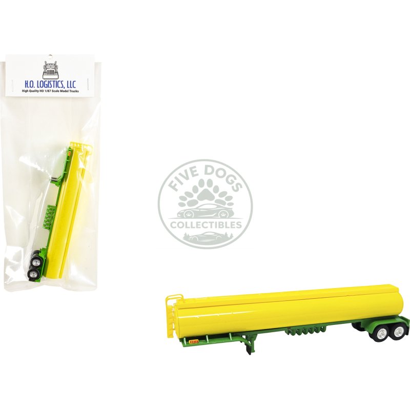 tanker trailer yellow and green 1/87 (ho) scale plastic model by ho logistics