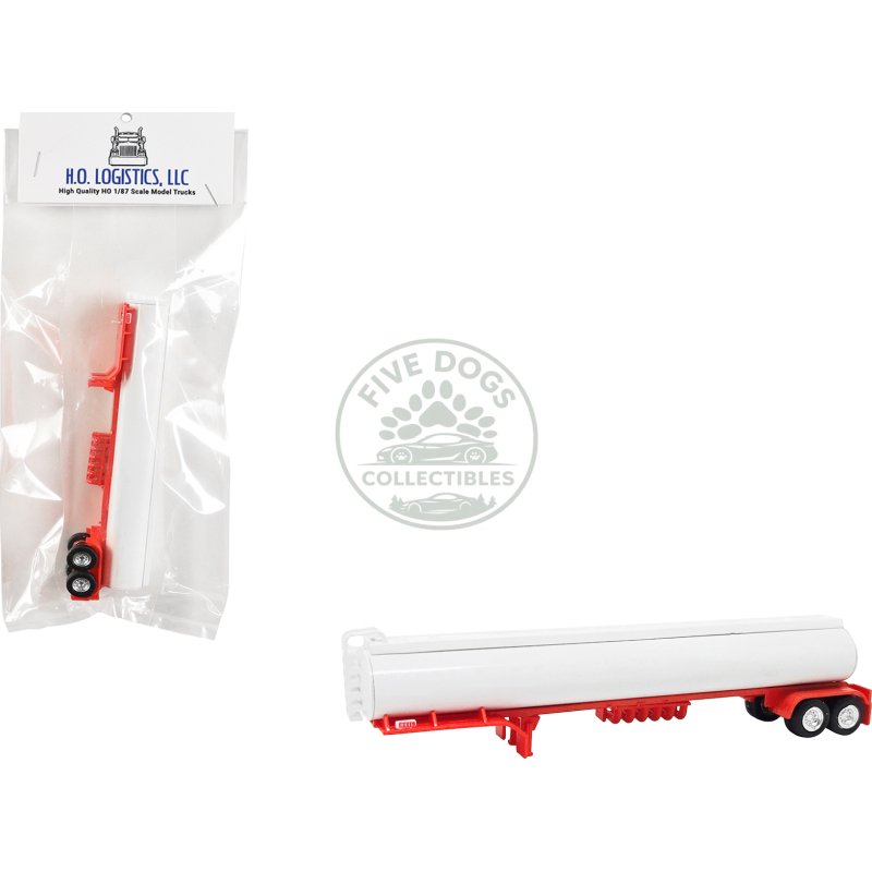 tanker trailer white and red 1/87 (ho) scale plastic model by ho logistics