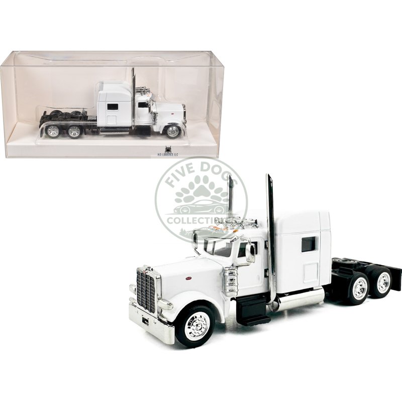 peterbilt 389 truck tractor with sleeper cab white 1/87 (ho) scale plastic model car by ho logistics