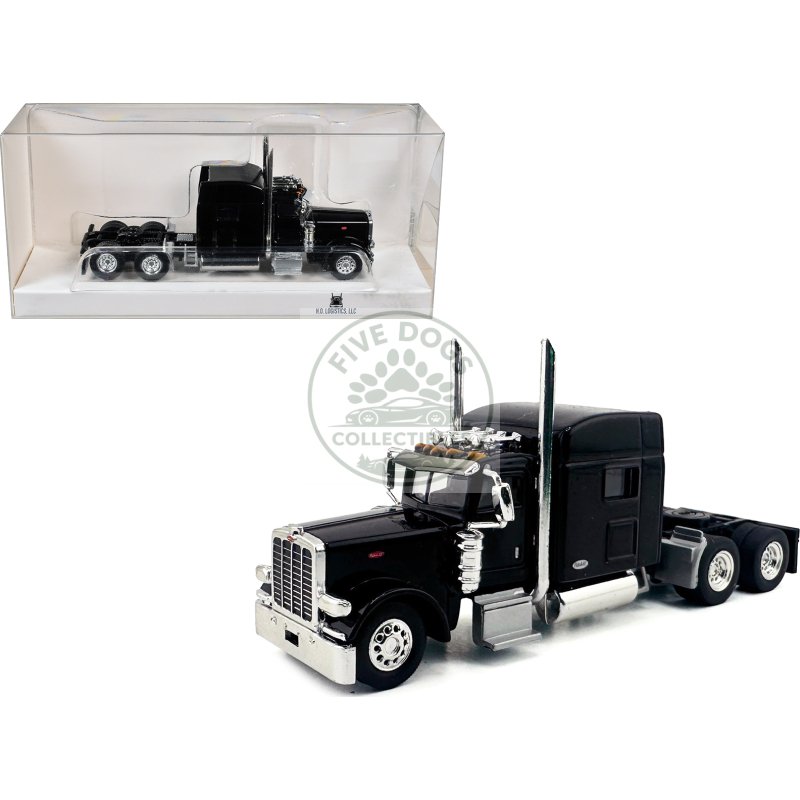 peterbilt 389 truck tractor with sleeper cab black 1/87 (ho) scale plastic model car by ho logistics
