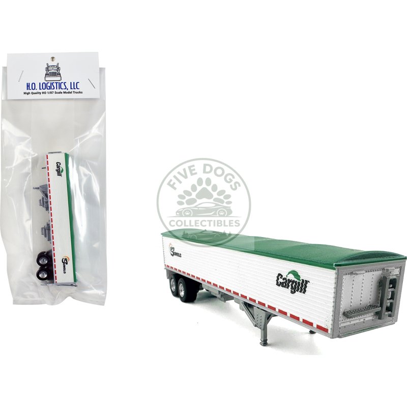 covered grain trailer white with green tarp "sunglo cargill" 1/87 (ho) plastic model car by ho logistics