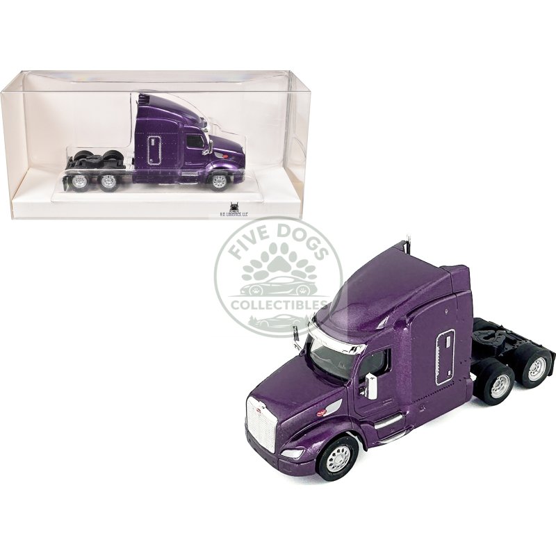 peterbilt 579 sleeper cab purple metallic 1/87 (ho) plastic model car by ho logistics