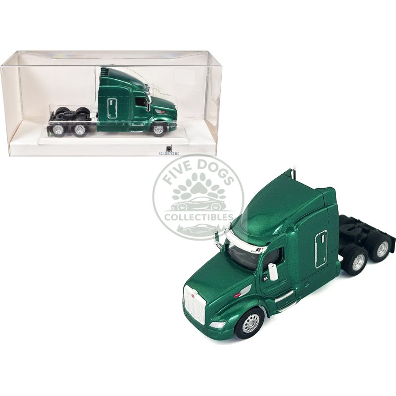 peterbilt 579 sleeper cab green metallic 1/87 (ho) plastic model car by ho logistics