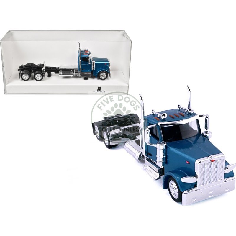 peterbilt 589 2 axel day cab blue metallic 1/87 (ho) plastic model car by ho logistics