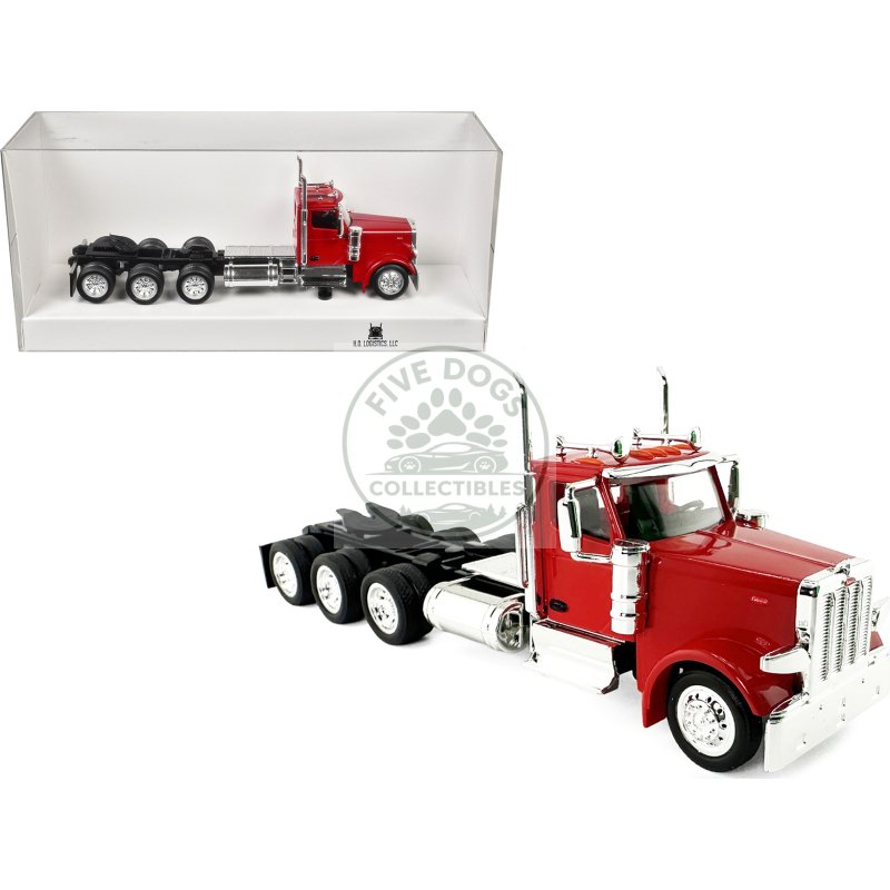peterbilt 589 3 axel day cab red 1/87 (ho) plastic model car by ho logistics