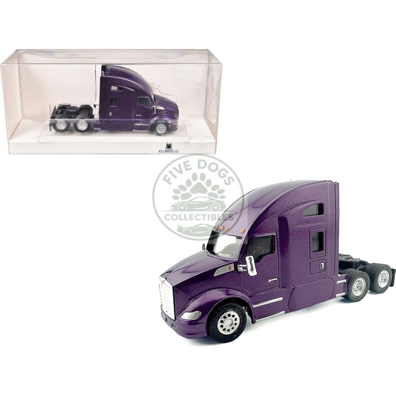 kenworth t680 sleeper cab purple metallic 1/87 (ho) plastic model car by ho logistics