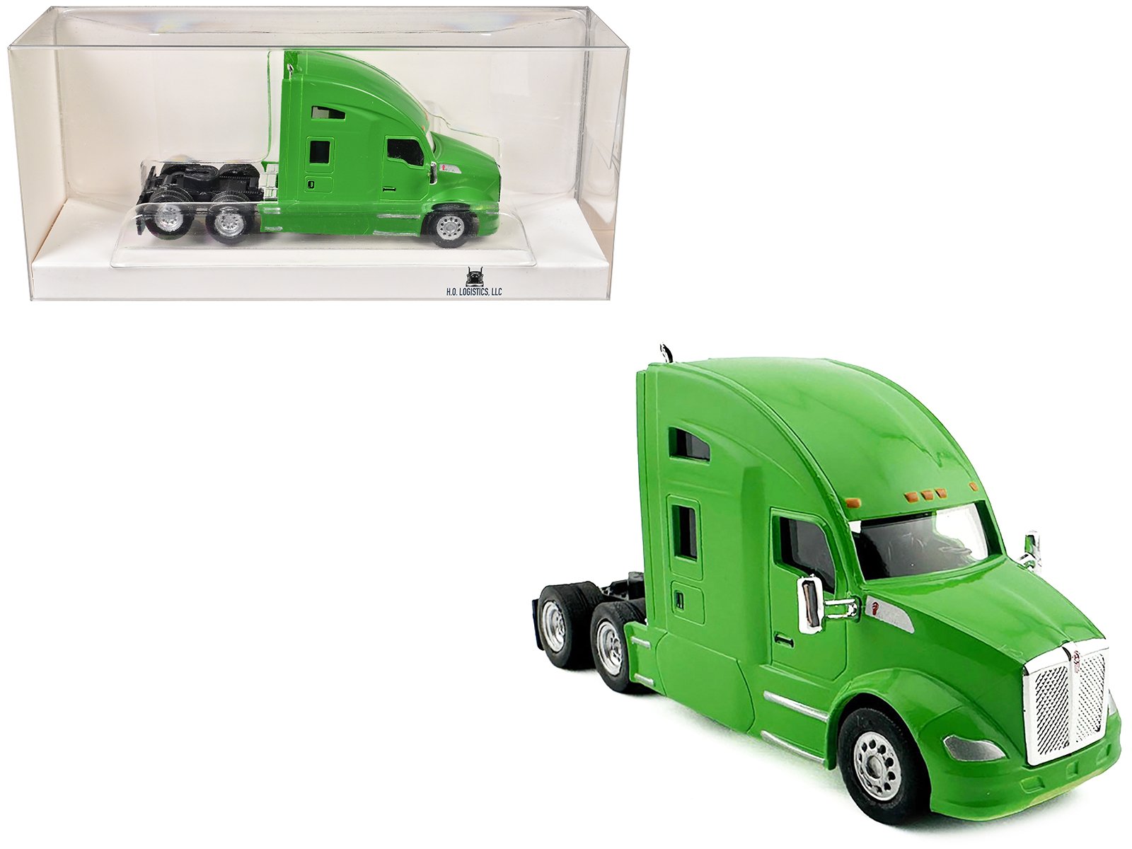 kenworth t680 sleeper cab lime green 1/87 (ho) plastic model car by ho logistics kenworth t680 sleeper cab lime green 1/87 (ho) plastic model car by ho logistics