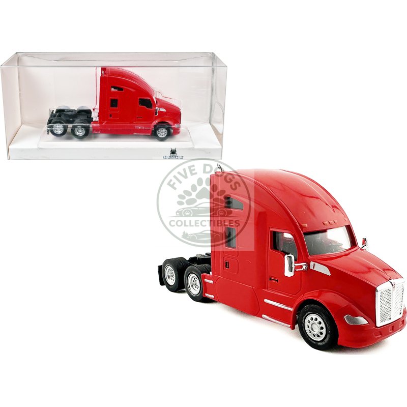 kenworth t680 sleeper cab red 1/87 (ho) plastic model car by ho logistics