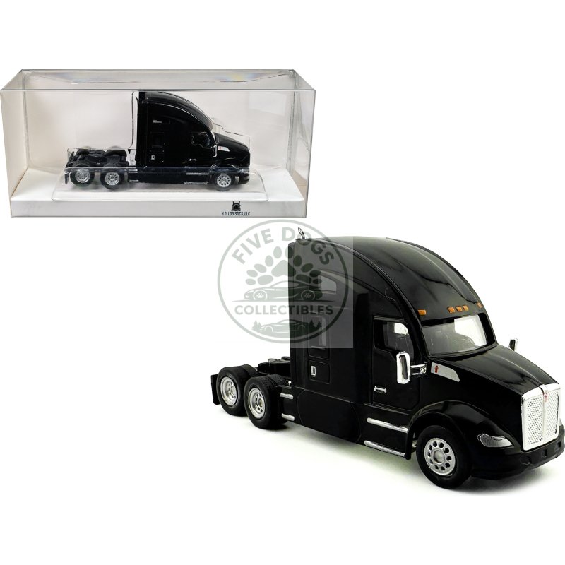 kenworth t680 sleeper cab black 1/87 (ho) plastic model car by ho logistics