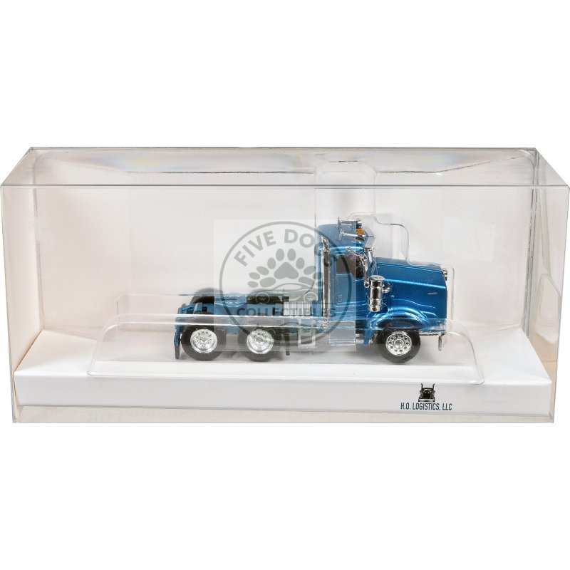 kenworth t800 day cab blue metallic 1/87 (ho) scale plastic model car by ho logistics