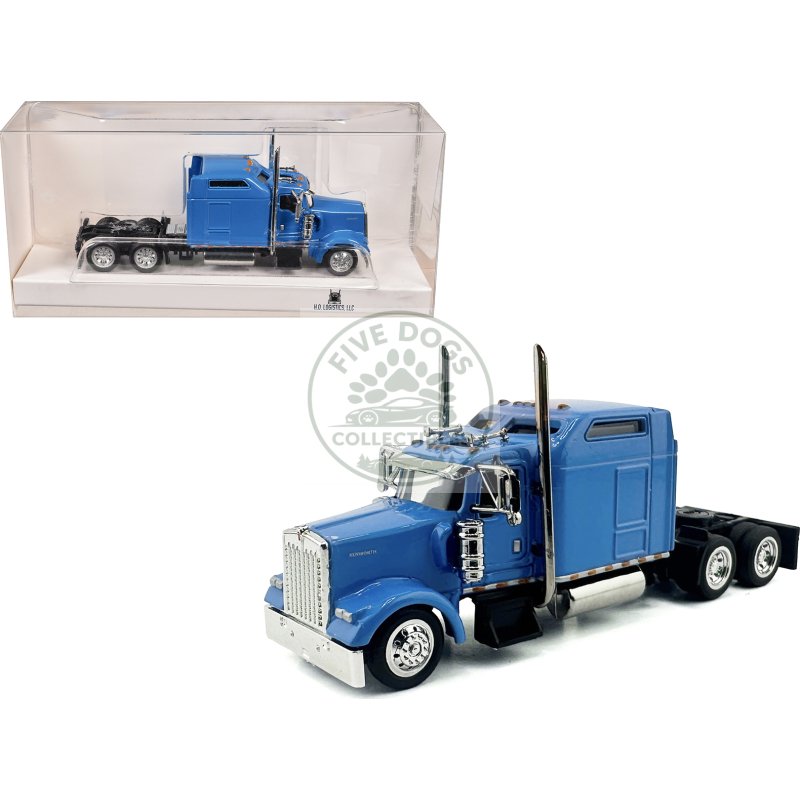 kenworth w900l truck tractor with sleeper cab baby blue 1/87 (ho) scale plastic model car by ho logistics