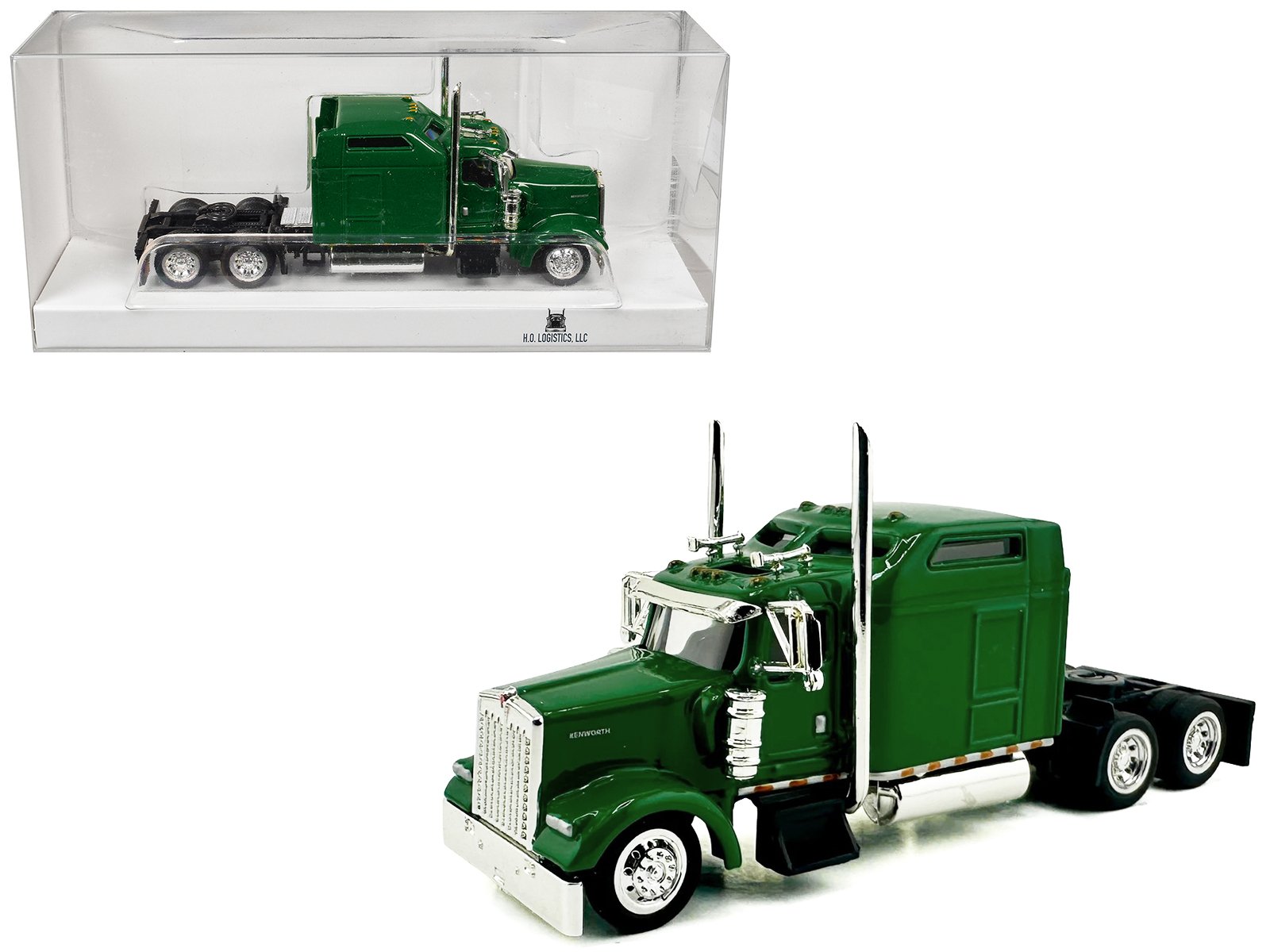 kenworth w900l truck tractor with sleeper cab green 1/87 (ho) scale plastic model car by ho logistics kenworth w900l truck tractor with sleeper cab green 1/87 (ho) scale plastic model car by ho logistics