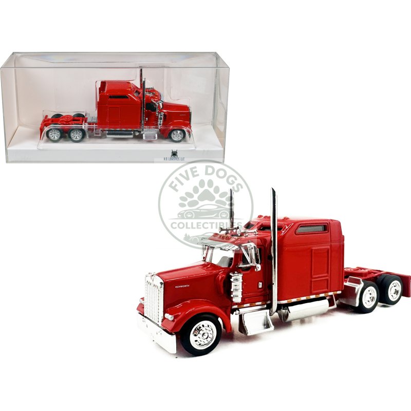kenworth w900l truck tractor with sleeper cab red 1/87 (ho) scale plastic model car by ho logistics