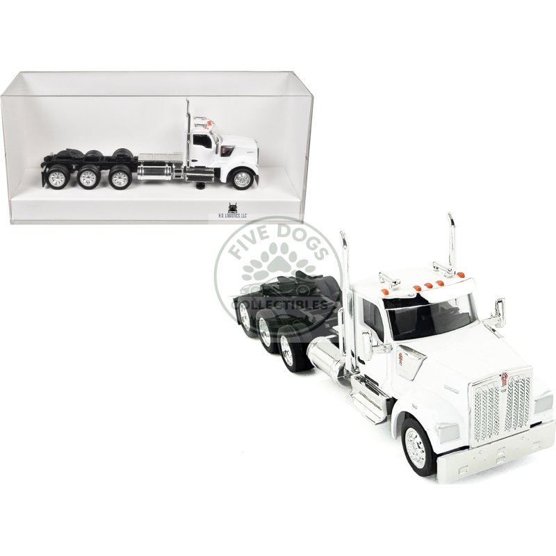 kenworth w990 3 axel day cab white 1/87 (ho) plastic model car by ho logistics