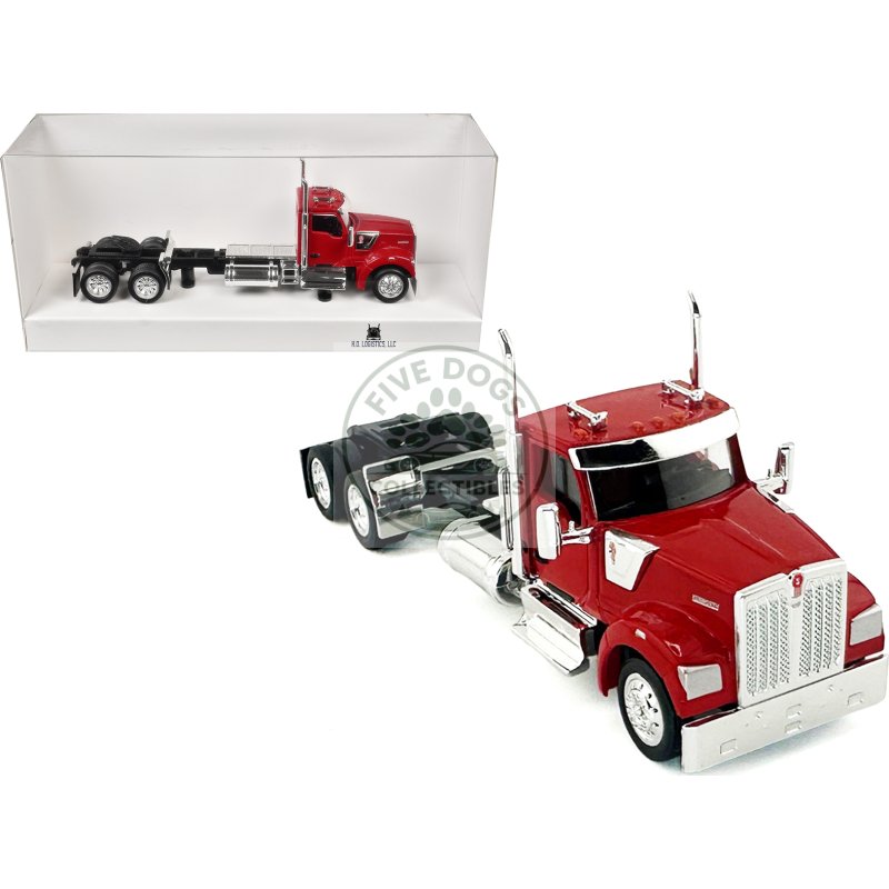 kenworth w990 2 axel day cab red 1/87 (ho) plastic model car by ho logistics
