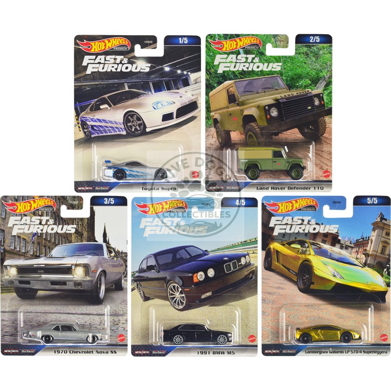 "fast & furious" 2023 5 piece set d diecast model cars by hot wheels