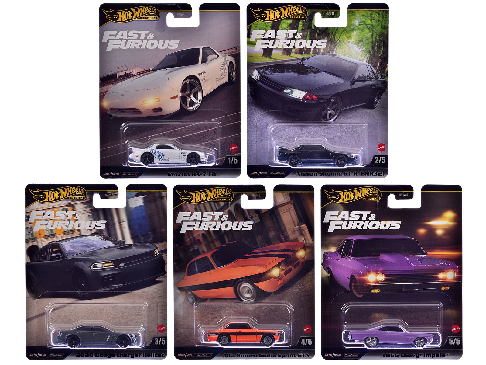 "fast & furious" 2025 5 piece set k diecast model cars by hot wheels "fast & furious" 2025 5 piece set k diecast model cars by hot wheels