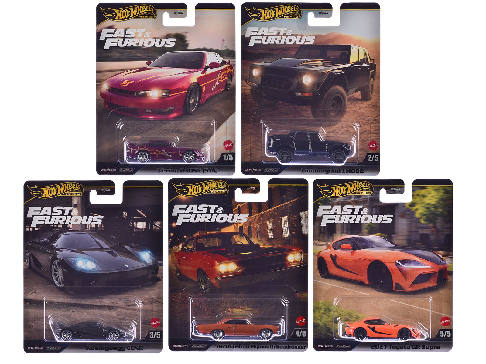 "fast & furious" 2025 5 piece set l model cars by hot wheels "fast & furious" 2025 5 piece set l model cars by hot wheels