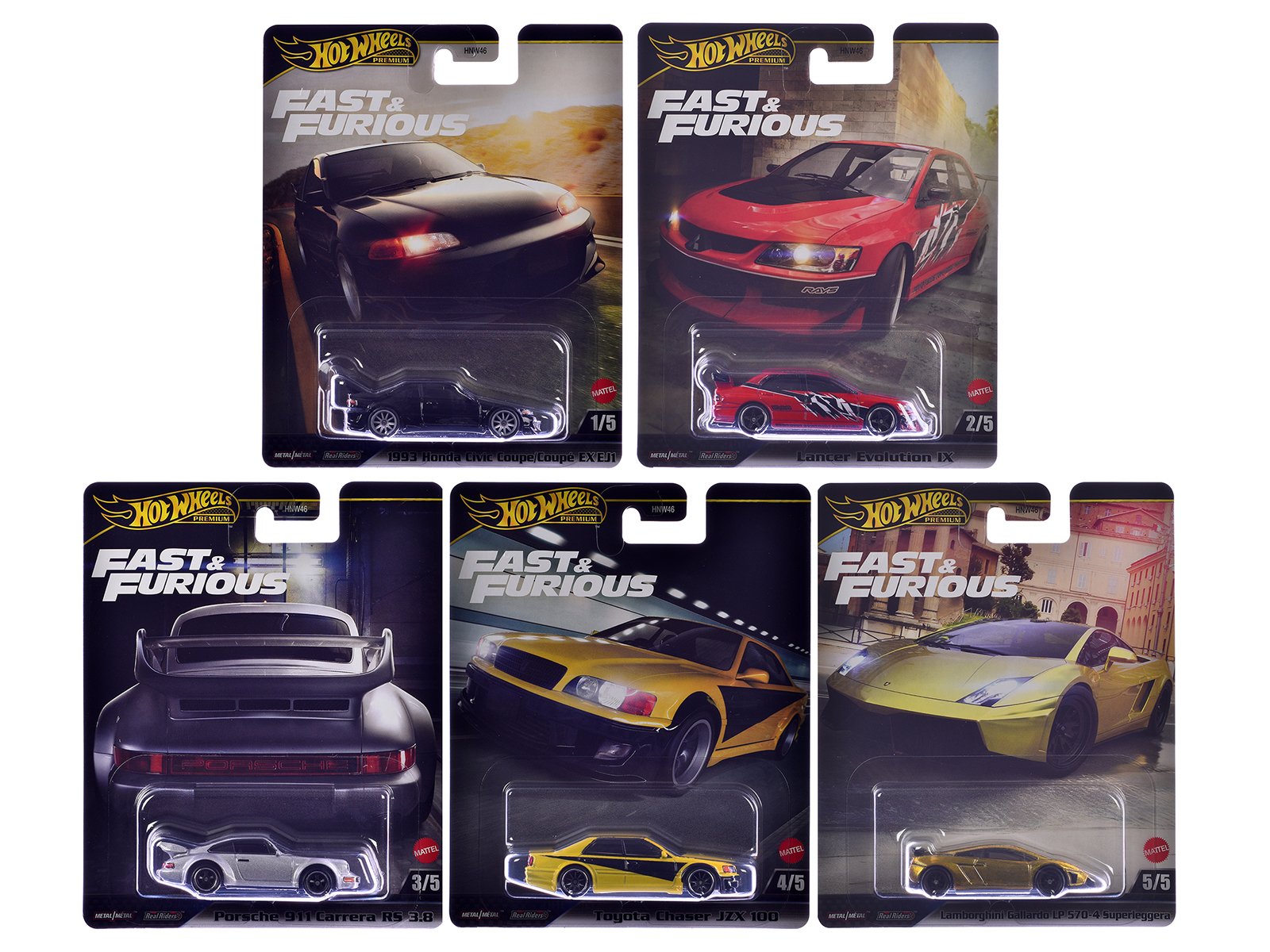 "fast & furious" 2025 5 piece set m diecast model cars by hot wheels "fast & furious" 2025 5 piece set m diecast model cars by hot wheels