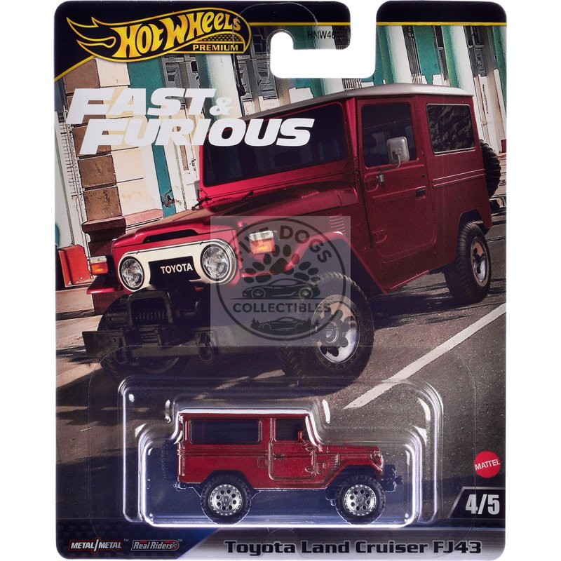 toyota land cruiser fj43 red with white top "the fate of the furious" (2017) movie "fast & furious" series diecast model car by hot wheels
