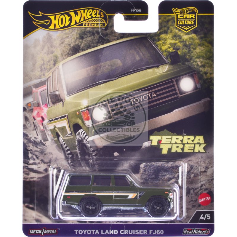 toyota land cruiser fj60 green with stripes "terra trek" series diecast model car by hot wheels