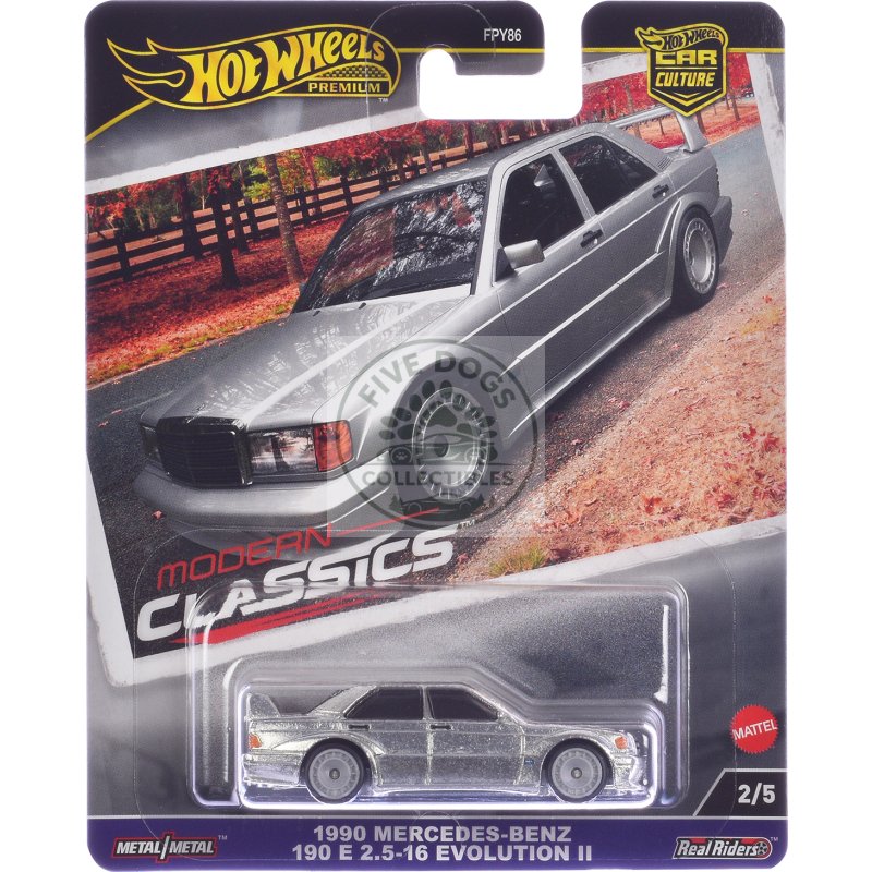 1990 mercedes benz 190 e 2.5 16 evolution ii silver metallic "modern classics" series diecast model car by hot wheels
