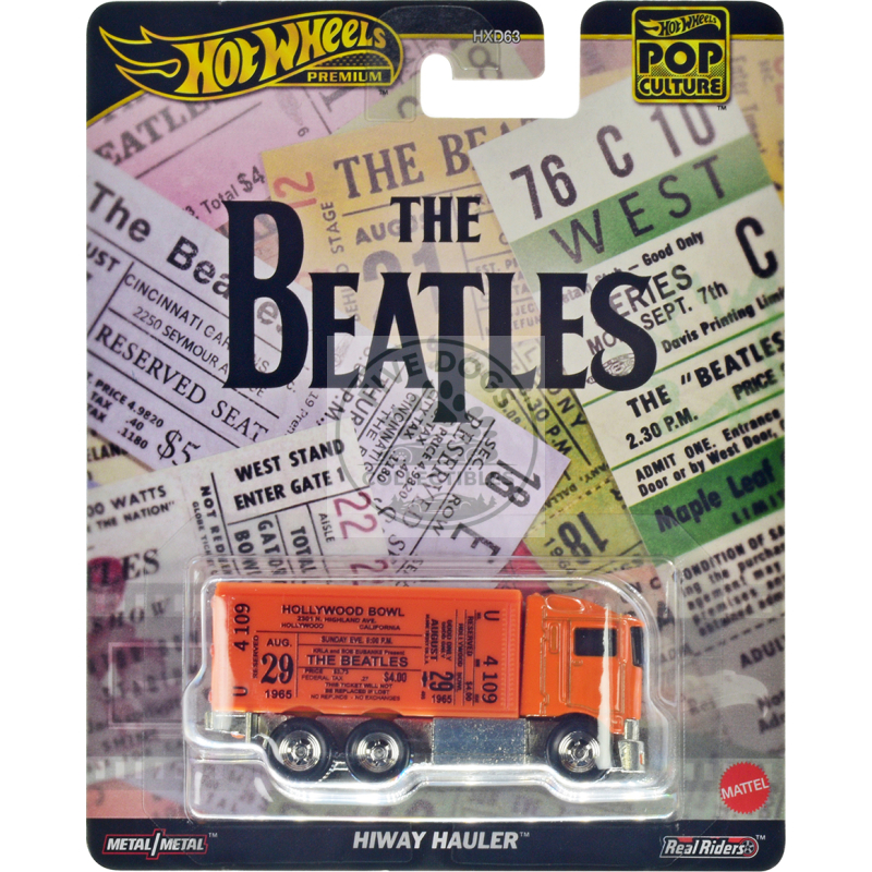 hiway hauler orange with concert ticket graphics "the beatles" "pop culture" series diecast model car by hot wheels