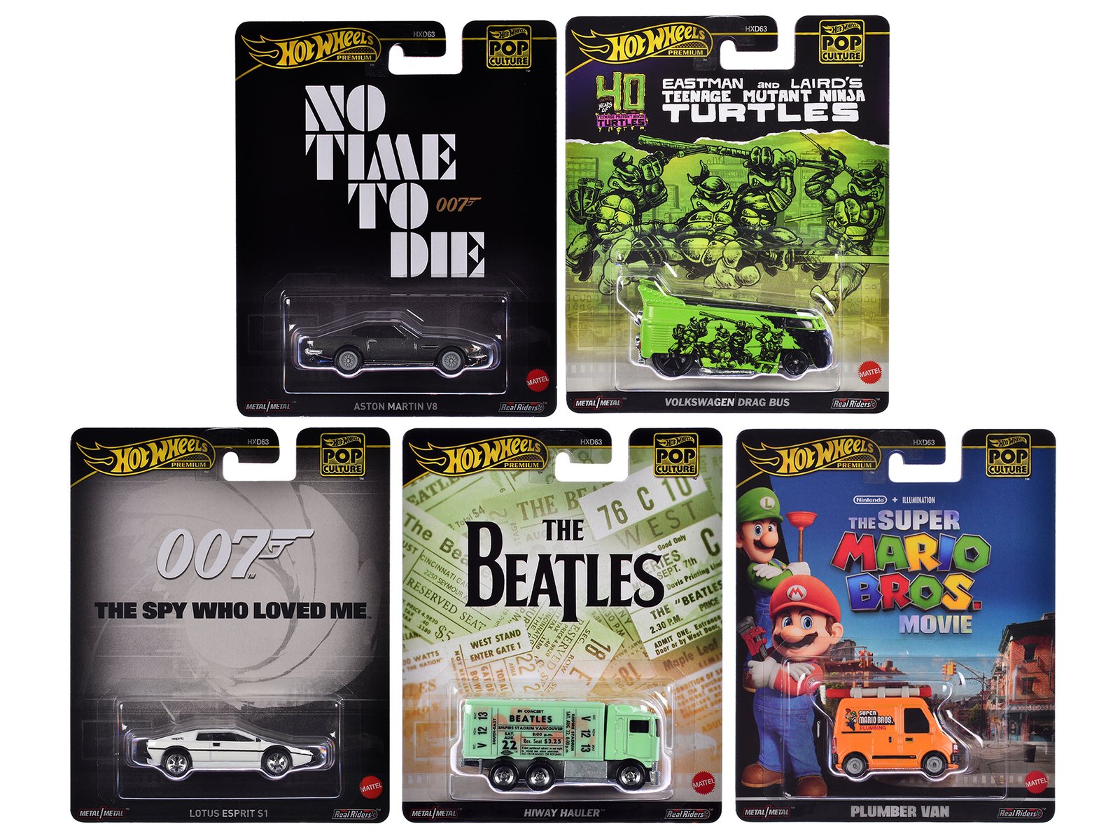 "pop culture 2024" 5 piece set d "premium series" diecast model cars by hot wheels "pop culture 2024" 5 piece set d "premium series" diecast model cars by hot wheels