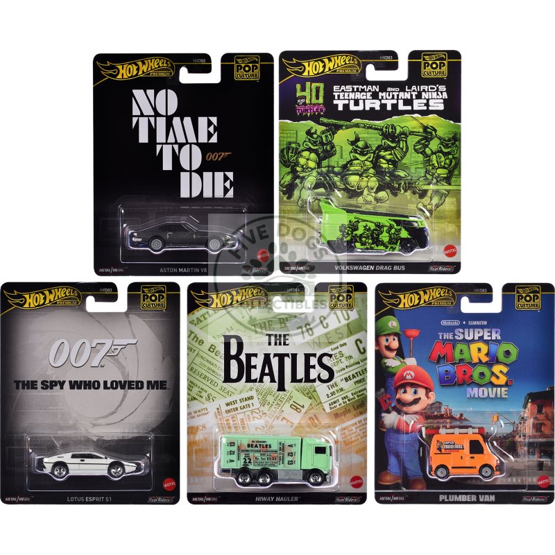 "pop culture 2024" 5 piece set d "premium series" diecast model cars by hot wheels
