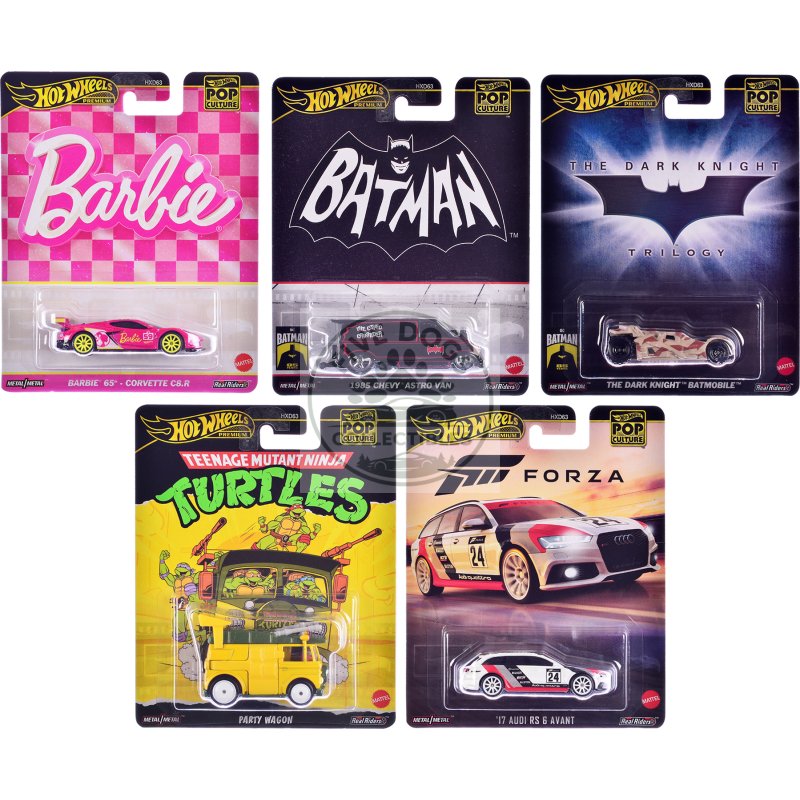 "pop culture 2024" 5 piece set e "premium series" diecast model cars by hot wheels