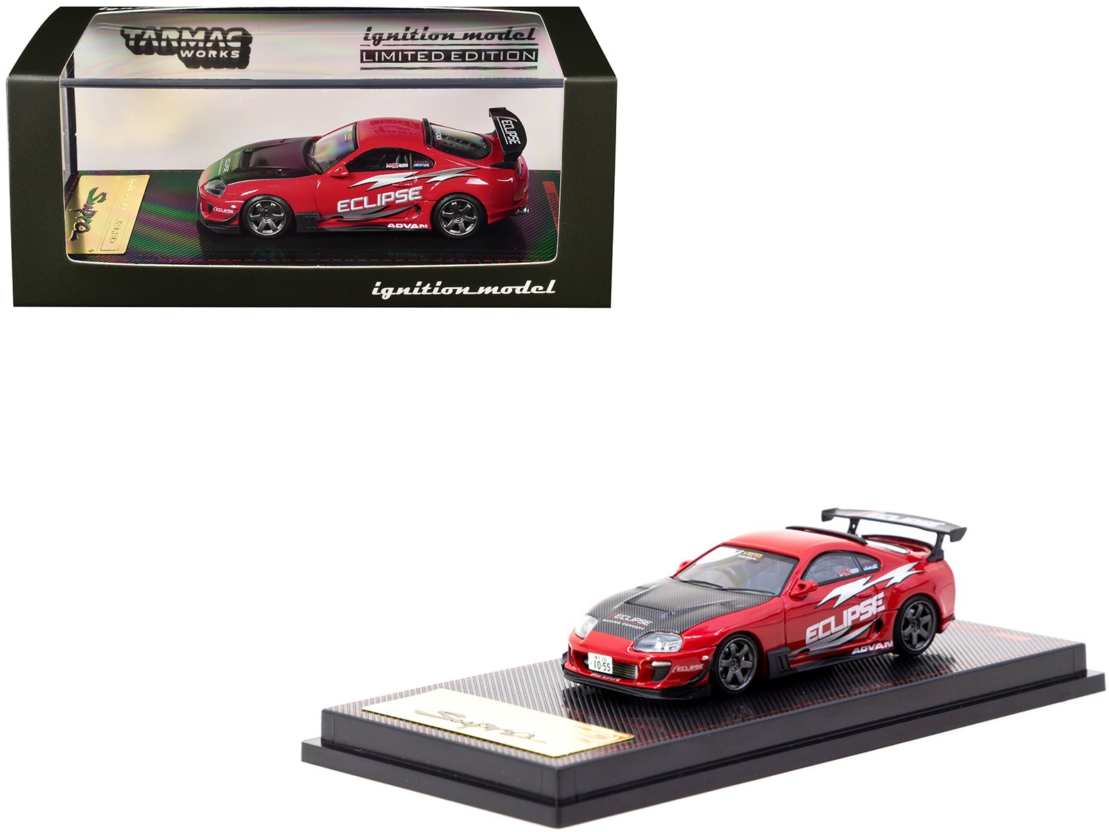 toyota supra (jza80) rz rhd (right hand drive) "eclipse racing concept" red with carbon hood 1/64 diecast model car by ignition model toyota supra (jza80) rz rhd (right hand drive) "eclipse racing concept" red with carbon hood 1/64 diecast model car by ignition model