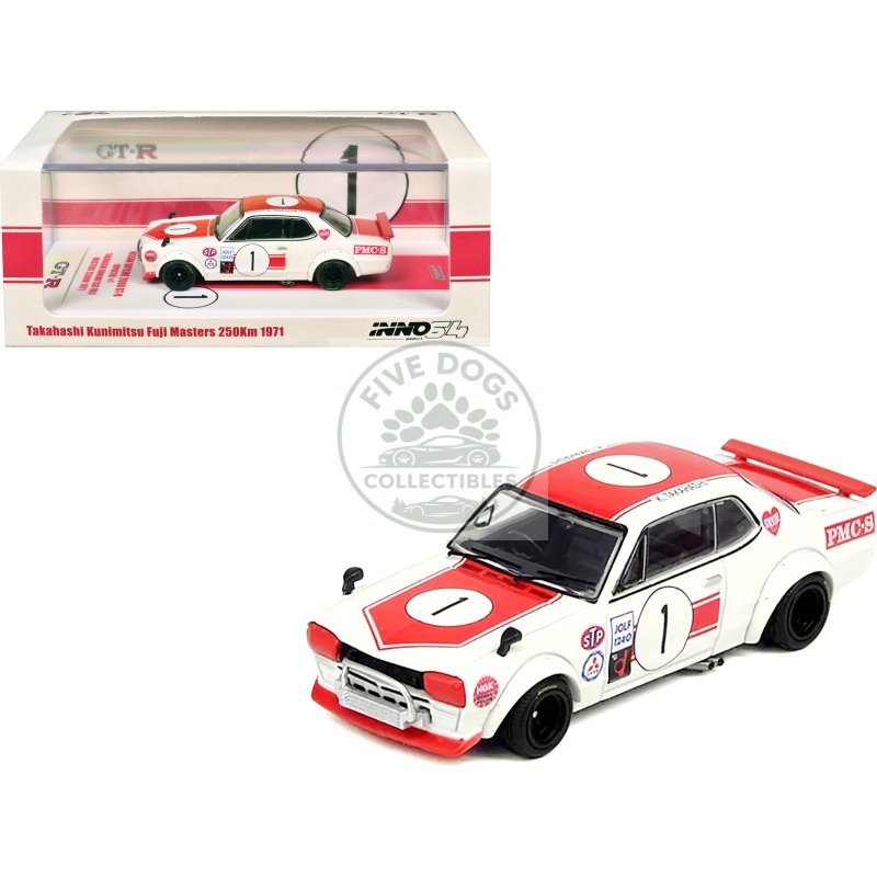 nissan skyline 2000 gt r (kpgc10) #1 rhd (right hand drive) takahashi kinimitsu "fuji masters 250km" (1971) 1/64 diecast model car by inno models