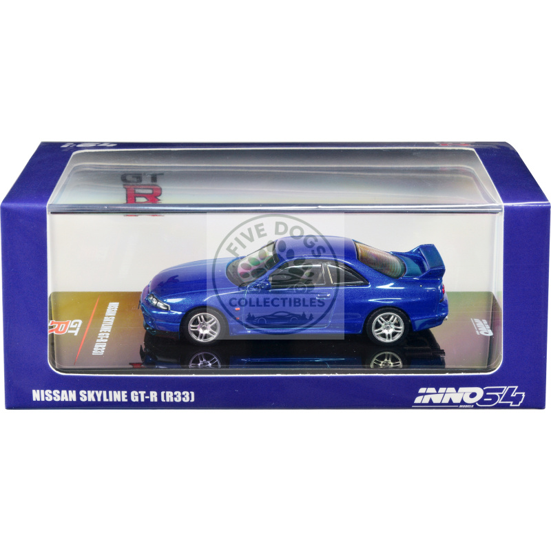 nissan skyline gt r (r33) rhd (right hand drive) bayside blue metallic 1/64 diecast model car by inno models