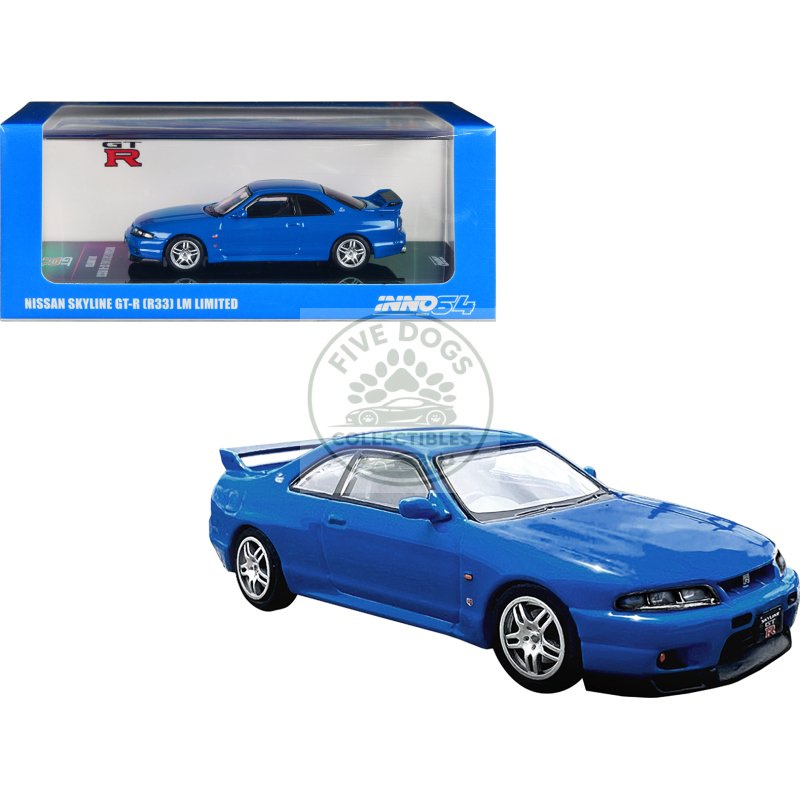 nissan skyline gt r (r33) rhd (right hand drive) blue "lm limited" 1/64 diecast model car by inno models